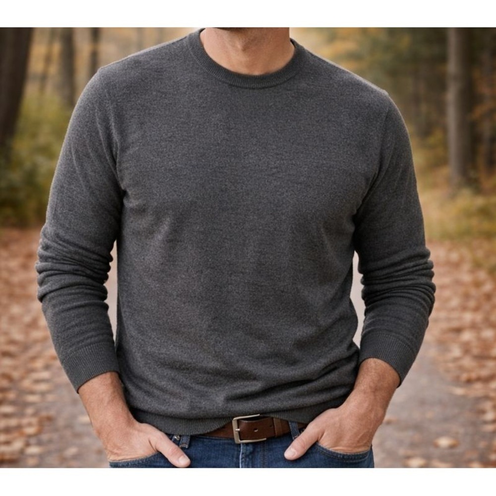 The Commons‎ Mens Sz L Brosnan 100% Merino Wool Crewneck Sweater Green Outdoors